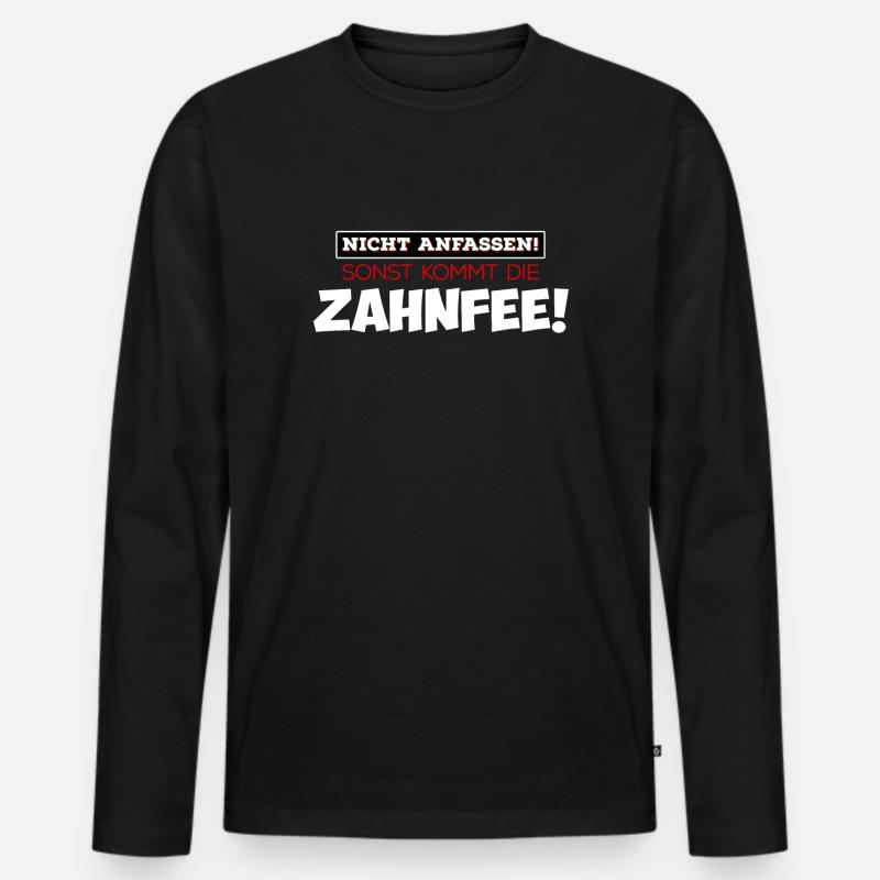 Die Zahnfee kommt lustiger Spruch lustige Sprüche - Männer Premium Bio Langarmshirt - Schwarz