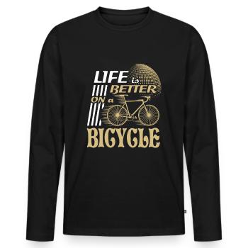 Fahrrad Bike - Life is Better on a Bicycle - Men's Premium Organic Long Sleeve Shirt - black - Front - Nico (187cm)