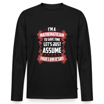 Mathématiques Sciences naturelles - T-shirt manches longues Premium bio Homme - noir - Devant - Nico (187cm)