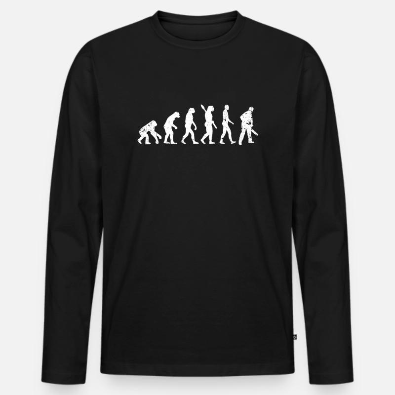 Holzfäller Evolution - Männer Premium Bio Langarmshirt - Schwarz