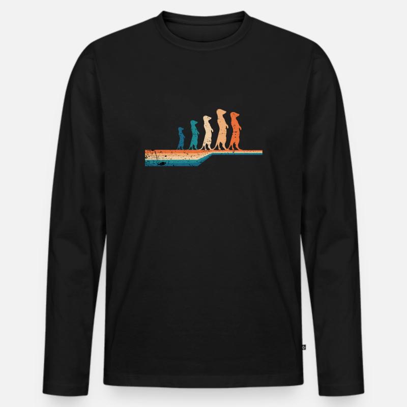 Erdmännchen Vintage Tier Geschenkidee - Männer Premium Bio Langarmshirt - Schwarz