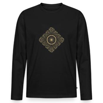 Vélo vélo vélo QR code gold - T-shirt manches longues Premium bio Homme - noir - Devant - Nico (187cm)