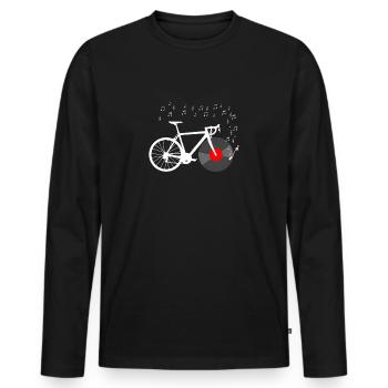 Vélo de route lecteur de disque notes de musique vélo - T-shirt manches longues Premium bio Homme - noir - Devant - Nico (187cm)