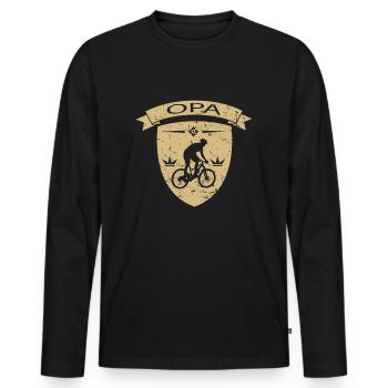 Grandpa bike pensioner crest gold - Men's Premium Organic Long Sleeve Shirt - black - Front - Nico (187cm)