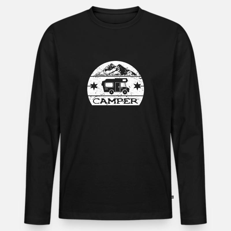 Alkoven Camping Camper Bus - Männer Premium Bio Langarmshirt - Schwarz