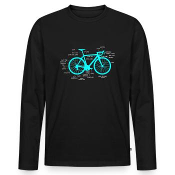 Rennrad Anatomie Fahrradteile horizontal cyan - Männer Premium Bio Langarmshirt - Schwarz - Vorne - Nico (187cm)