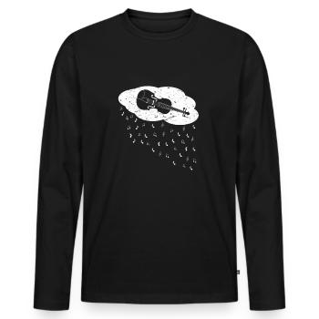 Violin rain cloud rains music notes - Men's Premium Organic Long Sleeve Shirt - black - Front - Nico (187cm)