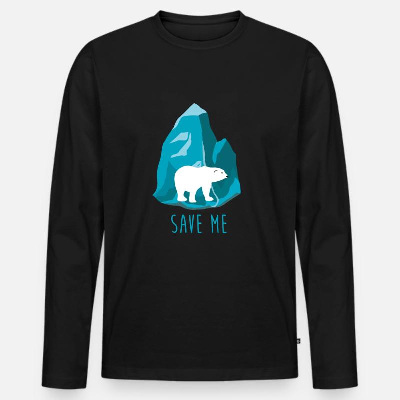 Eisbär Klimawandel - Männer Premium Bio Langarmshirt - Schwarz