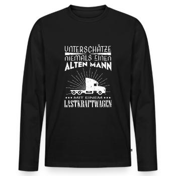LKW Fahrer - witziger Trucker Fernfahrer Spruch - Männer Premium Bio Langarmshirt - Schwarz - Vorne - Nico (187cm)