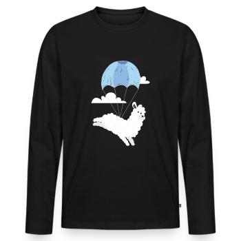 Alpaga Skydive Skydiving Skydiver - T-shirt manches longues Premium bio Homme - noir - Devant - Nico (187cm)