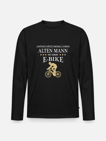 Fahrrad Rentner E Bike Radfahrer Fahrradfahren - Männer Premium Bio Langarmshirt - Schwarz