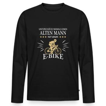 Ebike Fahrrad E Bike Radfahrer Alter Mann Spruch - Männer Premium Bio Langarmshirt - Schwarz - Vorne - Nico (187cm)