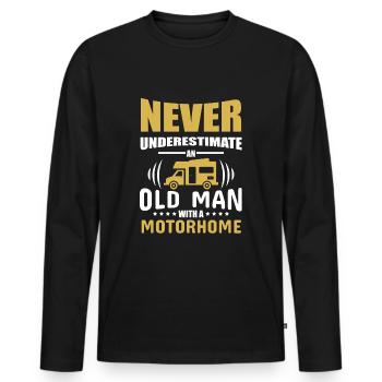 Camping-car camping pensionné campeur vieil homme WOMO - T-shirt manches longues Premium bio Homme - noir - Devant - Nico (187cm)