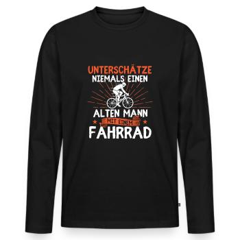 Fahrrad Radfahrer Alter Mann Spruch Bike Rentner - Männer Premium Bio Langarmshirt - Schwarz - Vorne - Nico (187cm)