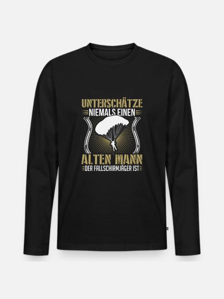 Fallschimspringer Bundeswehr Fallschirmjäger BW - Männer Premium Bio Langarmshirt - Schwarz