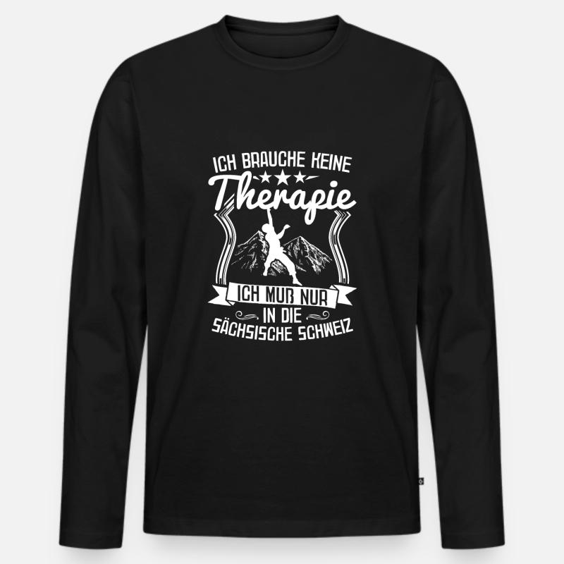 Klettern Kletterer Sächsische Schweiz Bouldern - Männer Premium Bio Langarmshirt - Schwarz