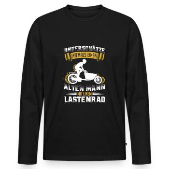 Cargo Bike Lastenrad Hollandrad Alter Mann Spruch - Männer Premium Bio Langarmshirt - Schwarz - Vorne - Nico (187cm)