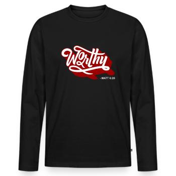 Christian gift - Men's Premium Organic Long Sleeve Shirt - black - Front - Nico (187cm)