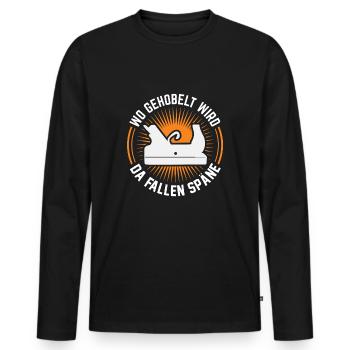 Tischler Hobeln Späne Spruch Handwerker Heimwerker - Männer Premium Bio Langarmshirt - Schwarz - Vorne - Nico (187cm)