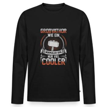 Opa - Großvathor - Großvater Grossvater Geschenk - Männer Premium Bio Langarmshirt - Schwarz - Vorne - Nico (187cm)