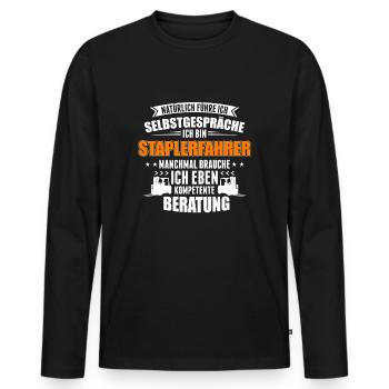Staplerfahrer Spruch Lustig Lagerist Gabelstapler - Männer Premium Bio Langarmshirt - Schwarz - Vorne - Nico (187cm)