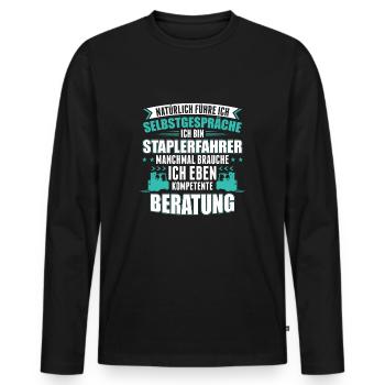 Staplerfahrer Gabelstapler Lagerist Beratung - Männer Premium Bio Langarmshirt - Schwarz - Vorne - Nico (187cm)
