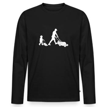 Lawnmower Mowing the Lawn Mowing Father Son Gift - Men's Premium Organic Long Sleeve Shirt - black - Front - Nico (187cm)