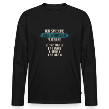 Schützenverein Pistolen Spruch Geschenkidee - Männer Premium Bio Langarmshirt - Schwarz - Vorne - Nico (187cm)