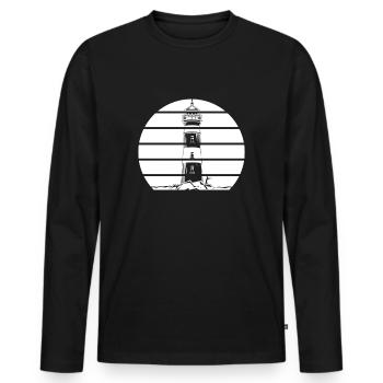 Fisherman fishing lighthouse island angler gift - Men's Premium Organic Long Sleeve Shirt - black - Front - Nico (187cm)