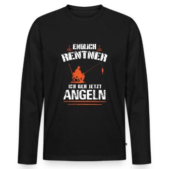 Angel Rente Angler Rentner Geh Jetzt Angeln Spruch - Männer Premium Bio Langarmshirt - Schwarz - Vorne - Nico (187cm)