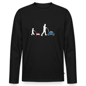 Rasenmähen Vater Kinder Rasenmäher Geschenkidee - Männer Premium Bio Langarmshirt - Schwarz - Vorne - Nico (187cm)