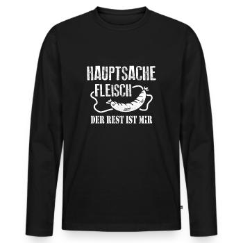 Hauptsache Fleisch Der Rest Ist Mir Wurst - Männer Premium Bio Langarmshirt - Schwarz - Vorne - Nico (187cm)