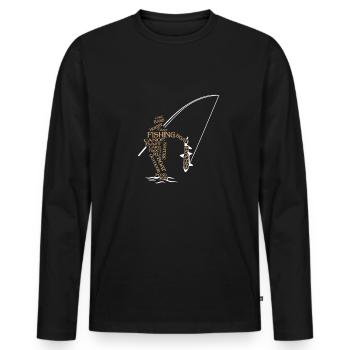 Pêche pêche pêches termes - T-shirt manches longues Premium bio Homme - noir - Devant - Nico (187cm)