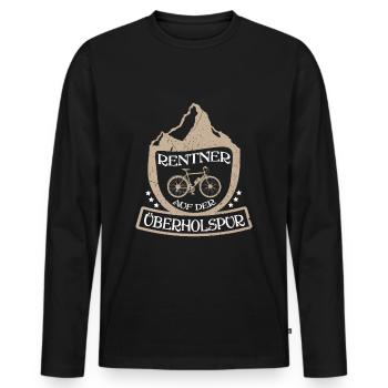 Radfahrer Rentner Überholspur Ruhestand Opa Biker - Männer Premium Bio Langarmshirt - Schwarz - Vorne - Nico (187cm)