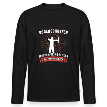 Bogenschützen Improvisieren Spruch - Archer - Männer Premium Bio Langarmshirt - Schwarz - Vorne - Nico (187cm)