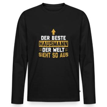 Bester Hausmann Der Welt Sieht So Aus - Hausmann - Männer Premium Bio Langarmshirt - Schwarz - Vorne - Nico (187cm)