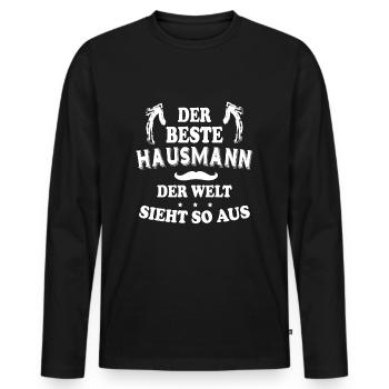 Bester Hausmann Der Welt Sieht So Aus - Hausmann - Männer Premium Bio Langarmshirt - Schwarz - Vorne - Nico (187cm)