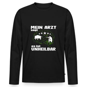 Wildschwein Jäger Unheilbar Keiler Schwarzwild - Männer Premium Bio Langarmshirt - Schwarz - Vorne - Nico (187cm)