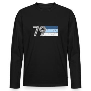 Vintage 1979 birthday 42 YEARS RETRO - Men's Premium Organic Long Sleeve Shirt - black - Front - Nico (187cm)