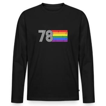 LGBTLGBTQ Birthday 1978 Rainbow Flag RETRO - Men's Premium Organic Long Sleeve Shirt - black - Front - Nico (187cm)