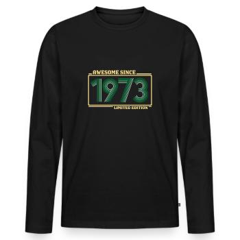 Awesome since 1973 LIMITED EDITION 48 years of retro - Men's Premium Organic Long Sleeve Shirt - black - Front - Nico (187cm)