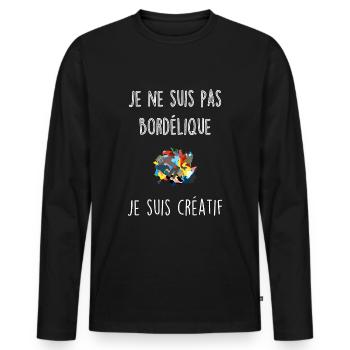 Je ne suis pas bordélique, je suis créatif - T-shirt manches longues Premium bio Homme - noir - Devant - Nico (187cm)