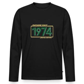 Awesome since 1974 LIMITED EDITION 47 years of retro - Men's Premium Organic Long Sleeve Shirt - black - Front - Nico (187cm)