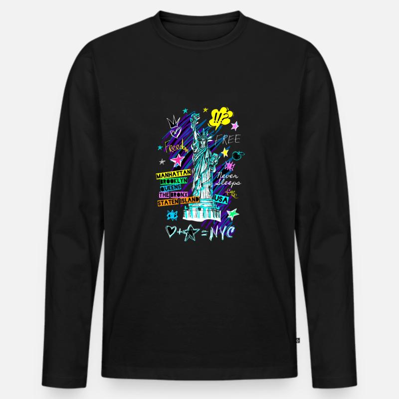 Statue der Freiheit - Männer Premium Bio Langarmshirt - Schwarz