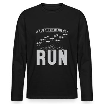 Parachutistes If You See Us In The Sky Run - T-shirt manches longues Premium bio Homme - noir - Devant - Nico (187cm)