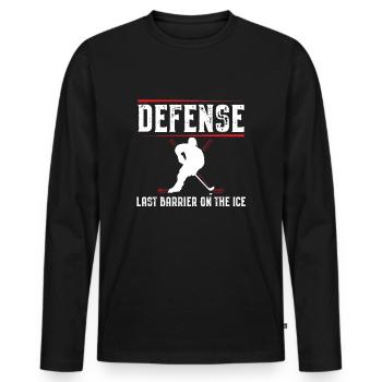 Defense Last Barrier On The Hockey - Men's Premium Organic Long Sleeve Shirt - black - Front - Nico (187cm)