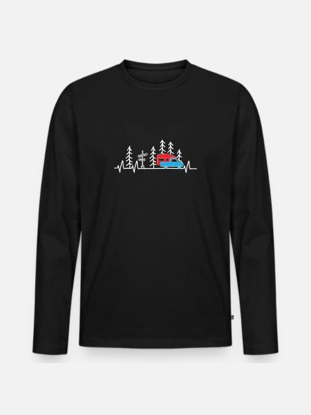 Camping camper settling cabin heartbeat - Men's Premium Organic Long Sleeve Shirt - black