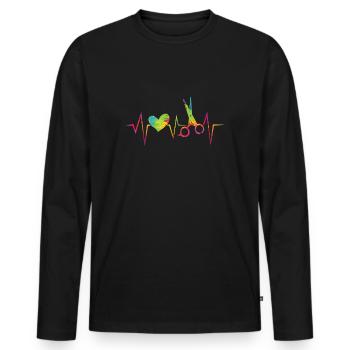 Hairdressers heartbeat hair salon with heart - Men's Premium Organic Long Sleeve Shirt - black - Front - Nico (187cm)