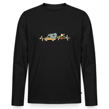 Pickup Cabin Heartbeat with Heart Camping - Men's Premium Organic Long Sleeve Shirt - black - Front - Nico (187cm)