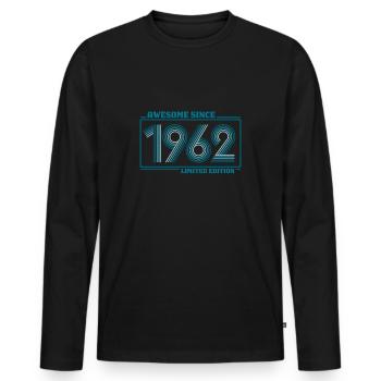 LIMITED EDITION Vintage 1962 59 years - Men's Premium Organic Long Sleeve Shirt - black - Front - Nico (187cm)